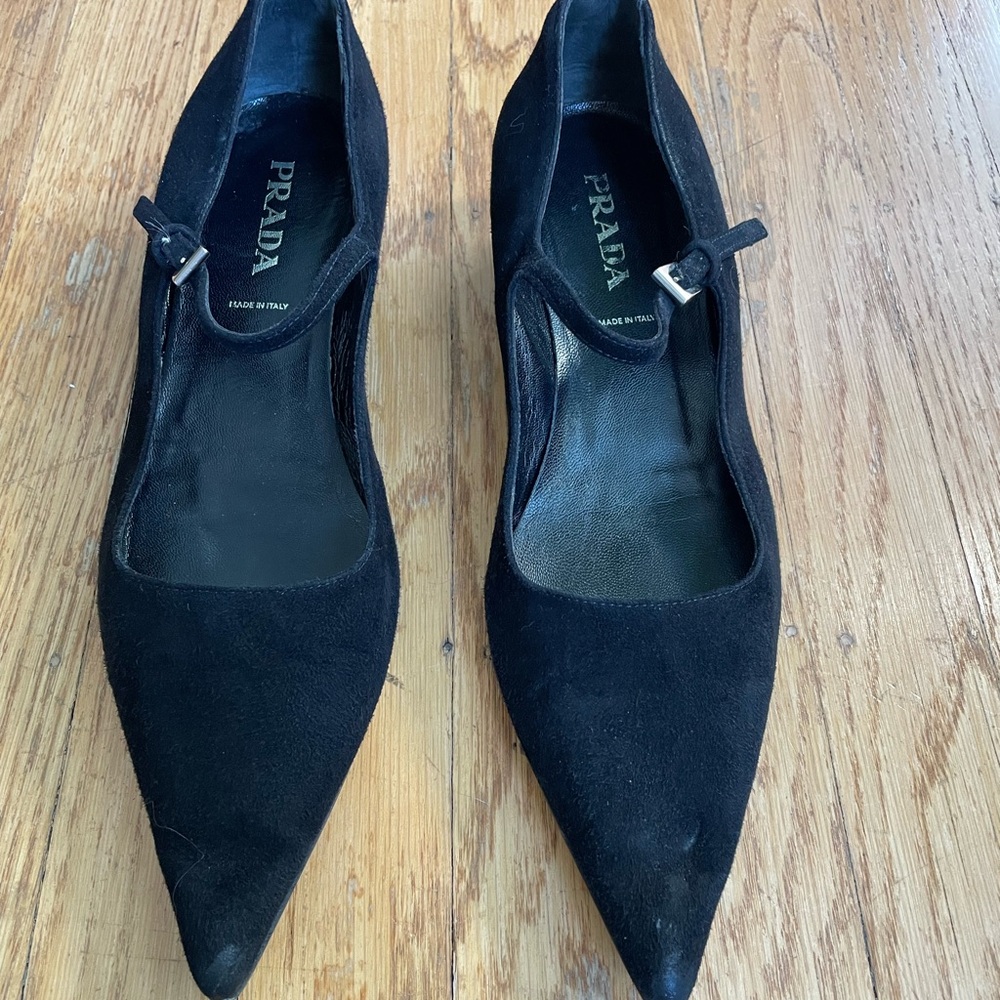 Prada Women's Classic Black Suede Heels